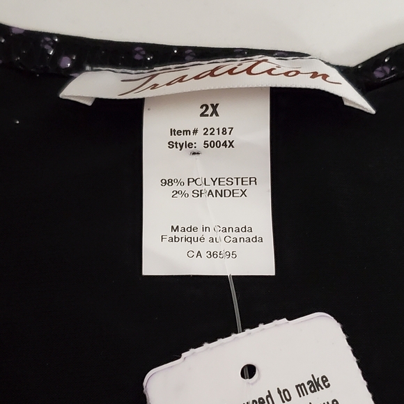 Tradition Black With Lilac & Grey Glitter Top - Picture 7 of 7